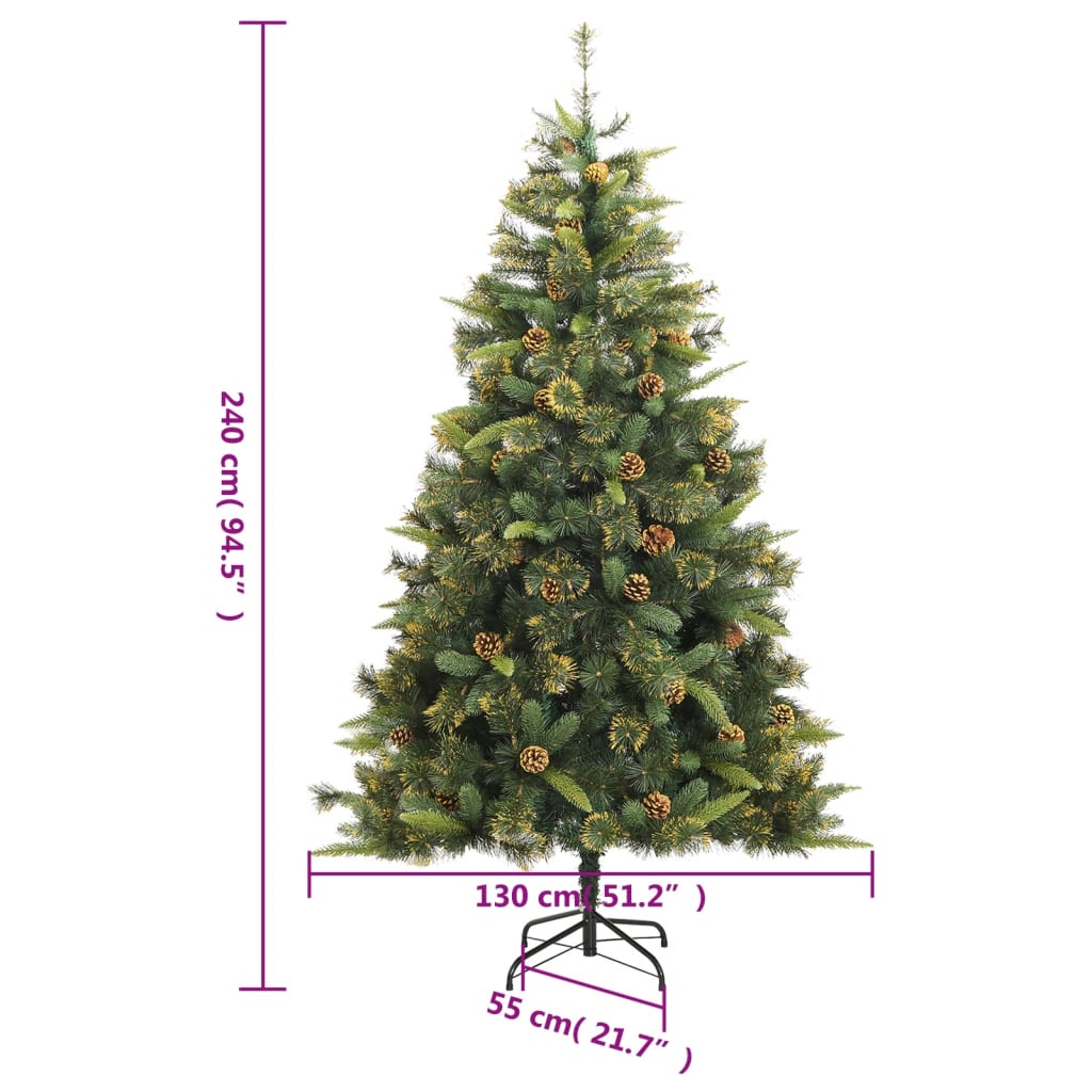 Artificial Hinged Christmas Tree with Cones 240 cm